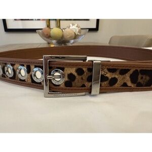 DOLCE & GABBANA Leopard Brown Leather Luxury Celebrity Logo Belt Made in Italy